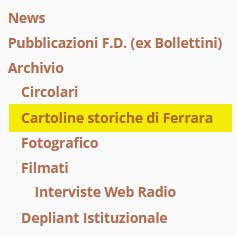 cartoline storiche ferrara menu